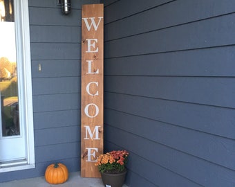 Welcome sign, welcome sign for front door, rustic welcome sign, vertical welcome sign, outdoor welcome sign, wood welcome sign