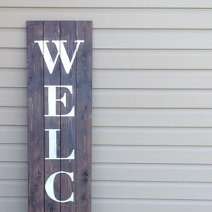 Welcome Sign, Porch Sign, welcome sign for front door, rustic welcome sign, outdoor welcome sign, vertical welcome sign, wood welcome sign image 2