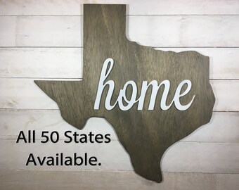 Home State Sign Cutout, Wall Decor, Wood State Sign, US States, Wooden States, Farmhouse, Housewarming Gift