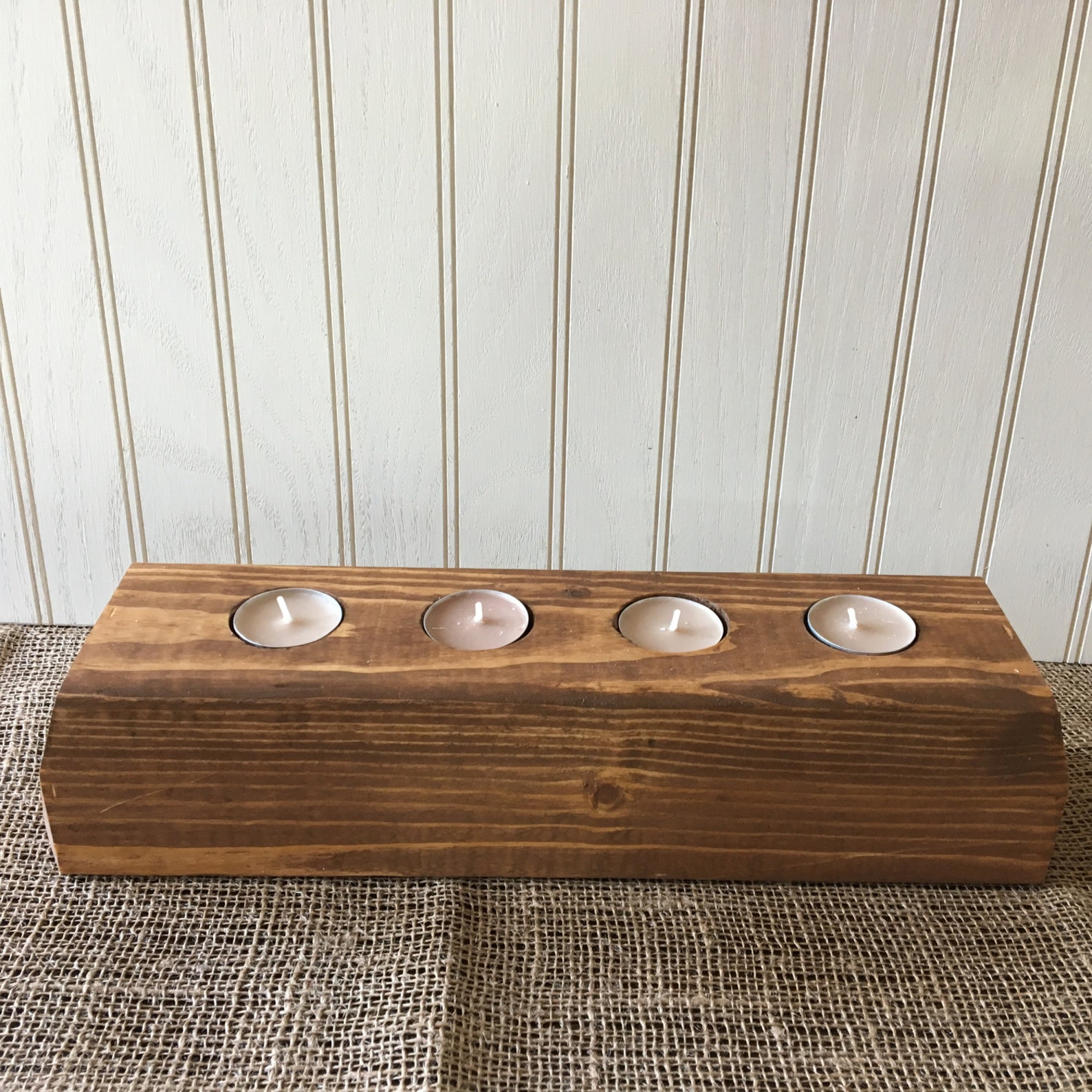 Rustic Candle Holder Centerpiece Wooden Tea Light Holder Etsy