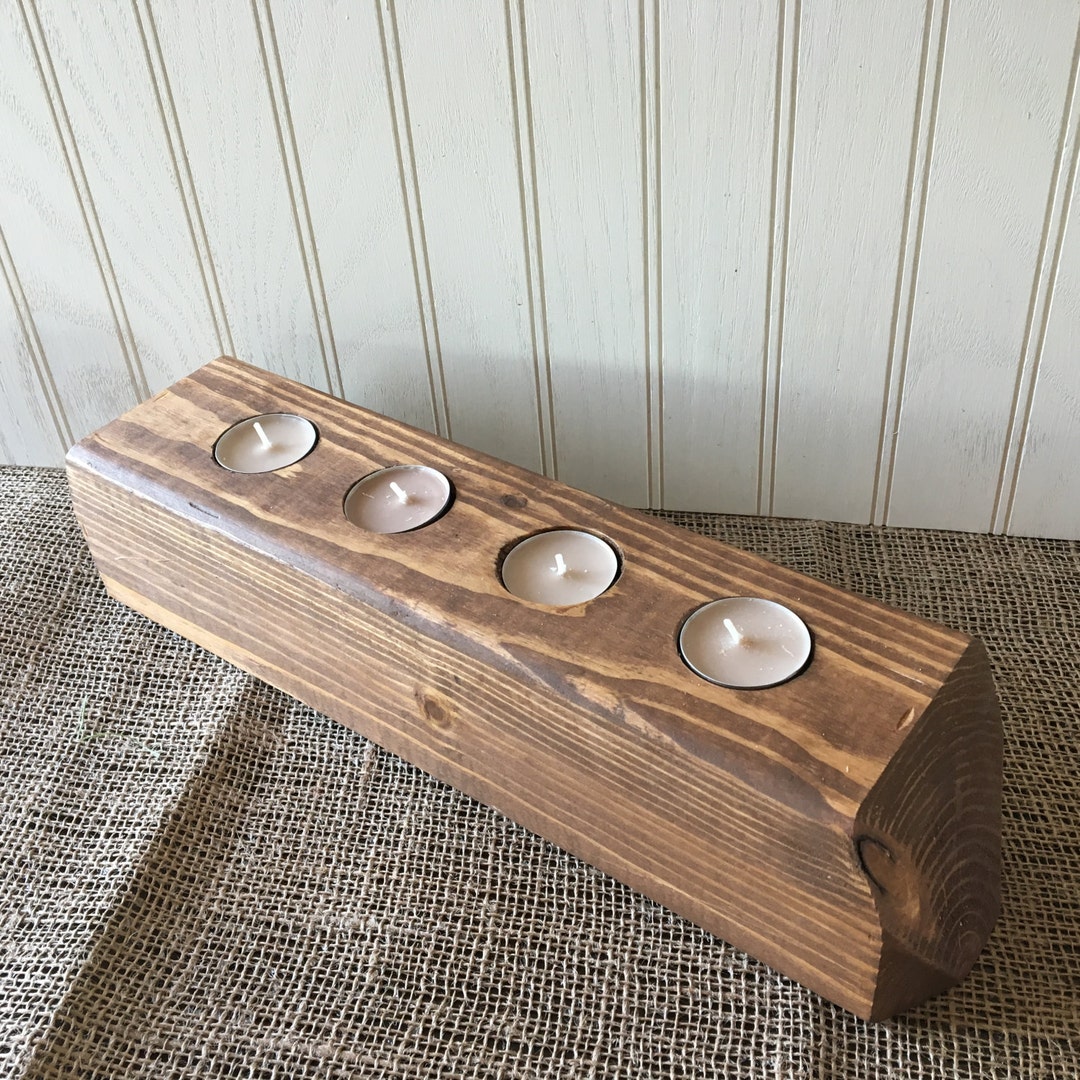 Rustic Candle Holder Centerpiece Wooden Tea Light Holder Candle Holder ...