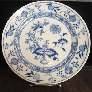 Vintage Staffordshire England Blue & White Floral Plate
