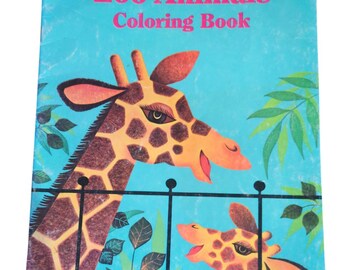 Vintage Coloring Books Uncolored Zoo Animals Coloring Book