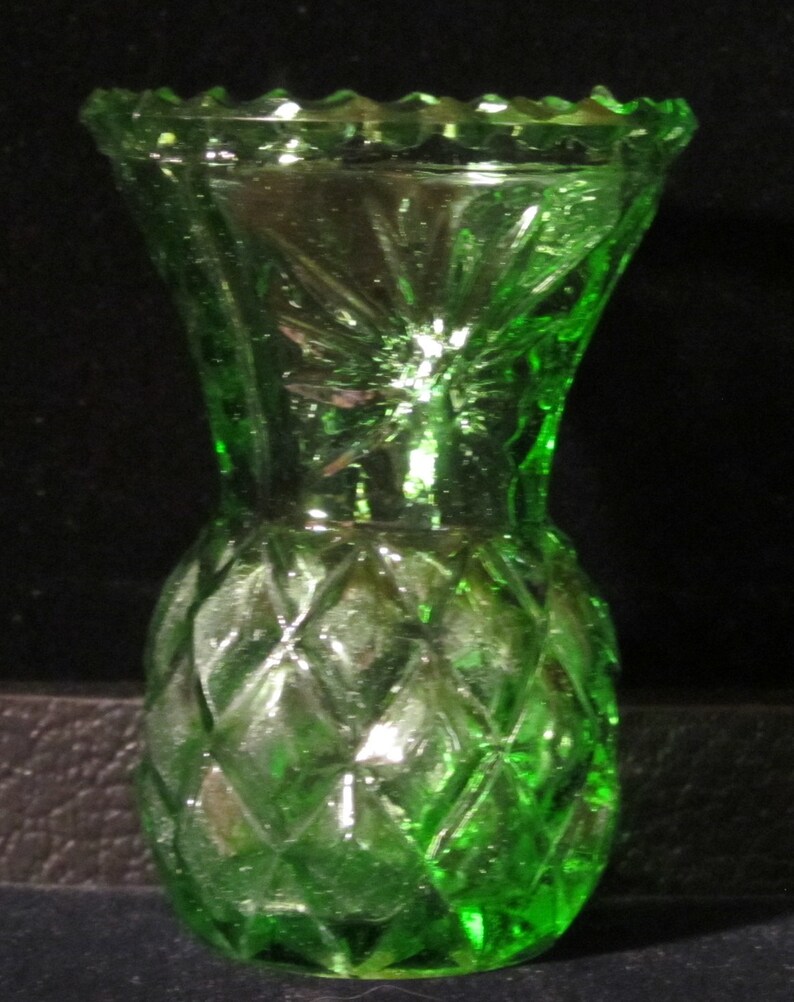 Vintage Green Glass Toothpick Holder Etsy