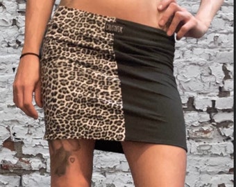 Tube Skirt 50/50 Black/Black White Leopard Print