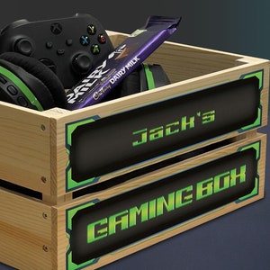 Gepersonaliseerde gamerkrat cadeau voor zoon broer echtgenoot - opbergdoos gameconsole-accessoires - vriendje verjaardag valentijnscadeau idee