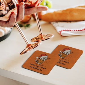 Personalised Christmas Coasters, Custom Xmas Decorations, Personalized Tableware Gifts