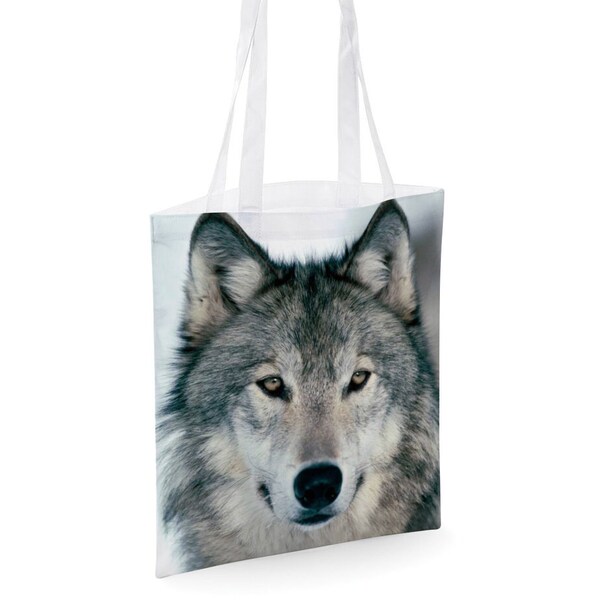 Wolf Tote Bag – Wolf Face Fabric Shoulder Bag Shopping Tote – Custom Tote Bag Reusable Shopping Bag – Market Grocery Bag