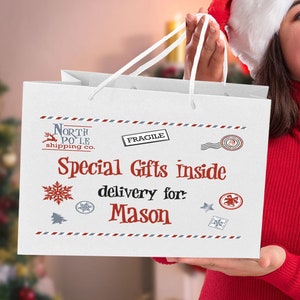 Personalizowana torba na prezenty świąteczne, pończocha świąteczna Secret Santa, prezenty dla dzieci na Wigilię, duże spersonalizowane torby na przyjęcia, pakowanie prezentów