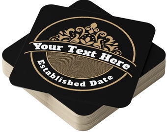 Personalised Beer Mats coasters in Packs of 24, 48, 96 - Absorbent Carboard For Home Bars - CO-CARD-011