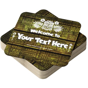 Paquetes de 24, 48 y 96 posavasos cuadrados de cartón personalizados para bares, cuevas de hombres, decoración de despedidas de soltero con temática de bar Tiki.