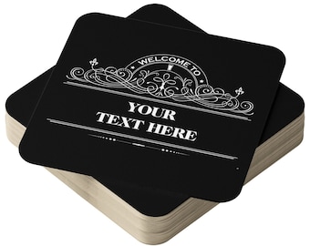 Personalised Beer Mats in Packs of 24, 48, 96 Multi Buy - Absorbent Square Cardboard For Home Bars - CO-CARD-RA816 - Add TEXT