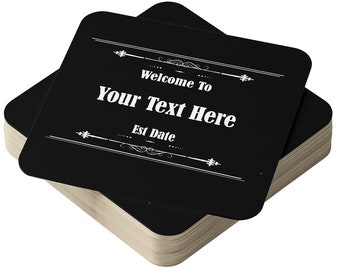 Personalised Beer Mats in Packs of 24, 48, 96 Square Cardboard Drink Coasters For Home Bars Pubs - Father&#39;s Day Present, Brother Birthday
