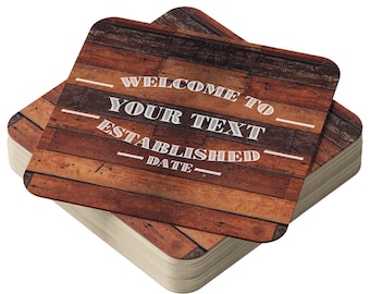Personalised Beer Mats, Custom Cardboard Coasters, Home Bar decor, sign accessories pub memorabilia, cocktail, Personalized man cave gift