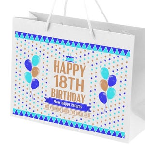 18th birthday gift bag - Pink & Blue available large, medium and small recycled eco friendly present bag - funny looks good party gift bags