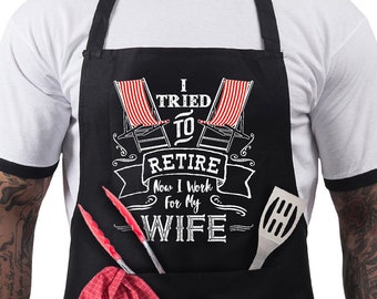  Bang Tidy Clothing Funny Apron Cooking Gifts for Men, Grilling  BBQ Grill Cooks Chef Aprons 2 Pockets Cotton, Dad Gifts: Home & Kitchen