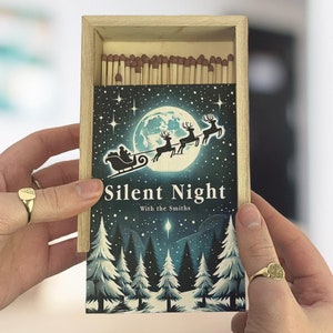 Caixa de fósforos personalizada - Presentes de meia de Natal para casais, ele e ela - Decoração de lembrancinhas de festa de Ação de Graças - Caixa de fósforos grande de madeira personalizada