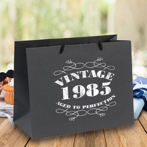 Sacs cadeaux de luxe pour 40e anniversaire pour lui 1985 - Cartes, petites, grandes décorations - Pour sa mère, père, soeur, frère, fille ou fils