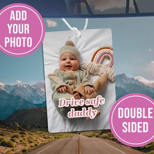 Personalised Car Air Freshener Double Sided Photo Picture Car Air Freshener | New Dad Daddy Gift | Car Accessories |