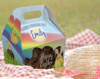 Personalised Easter Egg Treat Boxes - Gift Bags For Kids Children's Egg Hunt - Easter Bunny Chicks Treat Basket For Easter Party