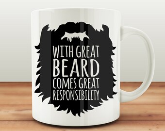 Funny Coffee Mug – Funny Beard Gifts For Him – Beard Mug Coworker Gift – Ceramic Coffee Cup - Fathers Day Gift Idea