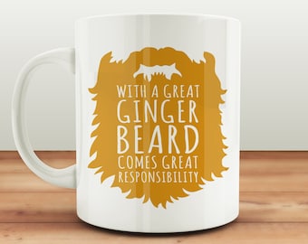 Funny Coffee Mug – Funny Beard Gifts For Him – Beard Mug Coworker Gag Gift – Ceramic Coffee Cup - Great Ginger Beard