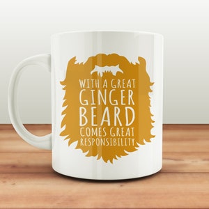 Funny Coffee Mug – Funny Beard Gifts For Him – Beard Mug Coworker Gag Gift – Ceramic Coffee Cup - Great Ginger Beard