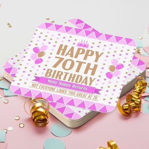 70th Birthday Party Decorations 12, 24, 48, 96 Cardboard Drink Coasters Beer mats for Him Or Her Table Decorations, Tableware For Parties