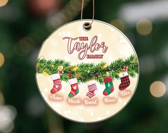 Personalised Family Christmas Ornament, Hanging Stockings, Custom Bauble, Family Gift Decor, First Family Christmas Decoration, Names, 2022
