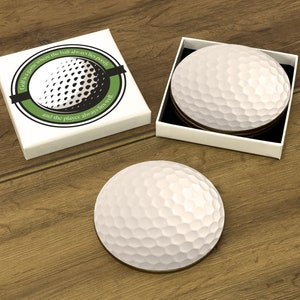 Golf Ball Drink Coasters -Gift Box Set of 4 Coasters Gift Ideas For Golf Lovers, Christmas Secret Santa Gift For Dad, Grandad, Uncle