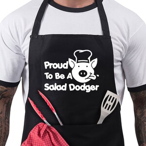 Funny BBQ Apron Grilling Gift - Fathers Day Grilling Gift - BBQ Salad Dodger - Barbecue Grill Gift For Men