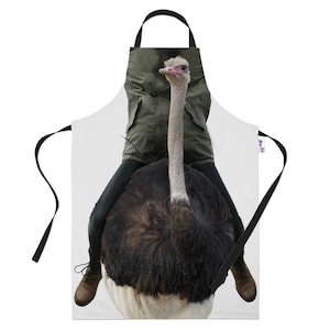 Funny Baking Apron Ostrich – Cooking Chef Gift For Men – Women's Baking Gift Full BBQ Grilling Kitchen Aprons