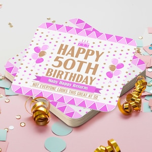 Posavasos de cartón para fiestas de 50 cumpleaños, 12, 24, 48 y 96 unidades, ideales para decorar mesas y fiestas.