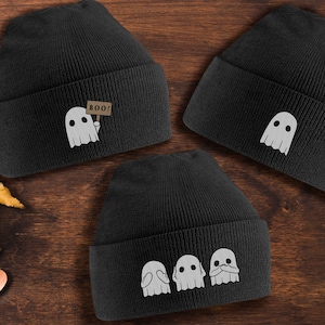 Pac Man Ghost Embroidered Black Beanie Hat. Perfect Gift for