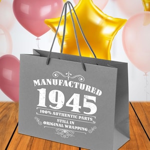 Sacs-cadeaux de luxe pour 80e anniversaire pour maman, papa, hommes et femmes, petits, grands - Sac cadeau en papier cadeau pour elle ou lui, grand-père, cadeau de grand-mère
