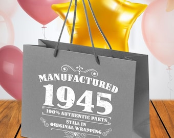Luxury 80th Birthday Gift Bags for Mum Dad Men Women Small, Large - Gift Bag For Her Or Him Grandad Grandma