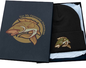 Fisherman Carp Beanie - Fishing Gifts For Him - Fisherman Hat Cap Presents for Him - Carp beanie