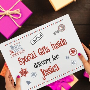 Coffret cadeau de Noël personnalisé - Père Noël secret - Emballage hivernal - Coffrets de l'Avent personnalisés - Livraison spéciale pôle Nord - Remplisseurs de bas de Noël