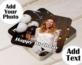 Personalised Photo Party Beer Drink Mats Packs of 12 24 48 96 192 288 Cardboard Drink Mat Him Her Table Decorations Gift Favours For Parties