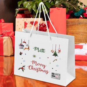Personalizowana torba na prezenty świąteczne, pończocha świąteczna Secret Santa, prezenty dla dzieci na Wigilię, duże spersonalizowane torby na przyjęcia, pakowanie prezentów