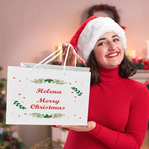 Personalizowana torba na prezenty świąteczne, pończocha świąteczna Secret Santa, prezenty dla dzieci na Wigilię, duże spersonalizowane torby na przyjęcia, pakowanie prezentów