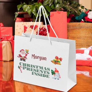 Personalizowana torba na prezenty świąteczne, pończocha świąteczna Secret Santa, prezenty dla dzieci na Wigilię, duże spersonalizowane torby na przyjęcia, pakowanie prezentów