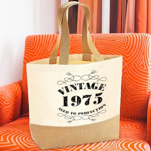 50e verjaardagscadeau voor vrouwen - vintage jute draagtas om te winkelen - reistas voor moeder, tante, zus - kerstcadeau voor haar