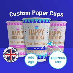Bicchieri di carta personalizzati per feste di compleanno, confezione da 25 bicchieri monouso per lui o lei, accessorio da tavolo per feste di buon compleanno