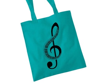 Shopping Totes Funny Slogan Printed Women's Tote Bags Made From Lightweight Cotton "Piano Music Note" Market Bag