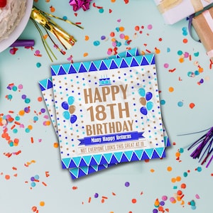 18th Birthday Party Paper Napkins Packs of 25, 50 or 100 Disposable Serviettes For Him Her Happy Birthday Table Decorations Tableware