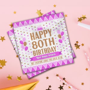 Tovaglioli di carta per feste di 80° compleanno, confezioni da 25, 50, 100 - Tovaglioli monouso per lui o per lei Decorazioni per la tavola di buon compleanno Stoviglie