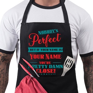 Personalised BBQ Apron for Him, Funny Apron, Barbeque Chef Apron -Adjustable with 2 Pockets