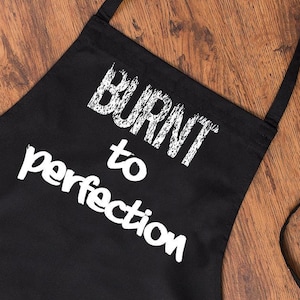 Funny BBQ Apron Grilling Gift - Fathers Day Grilling Gift - BBQ Burnt To Perfection - Barbecue Grill Gift For Men