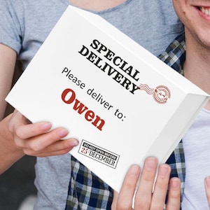 Gepersonaliseerde kerstcadeaumand - Secret Santa - Noordpool Spoedbezorging, pas open voor 25 december - kindersokvuller